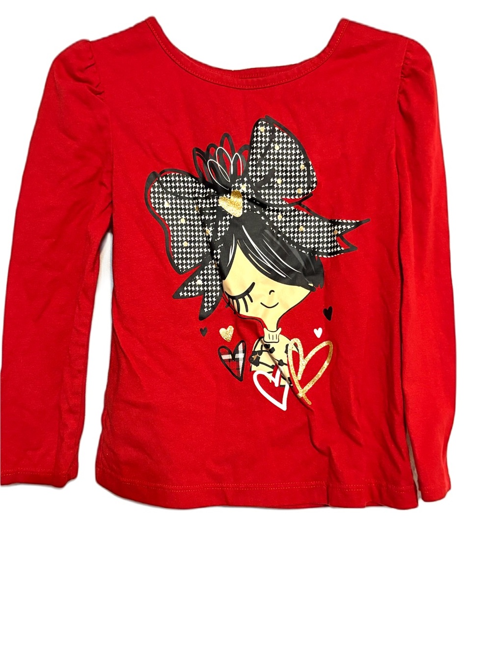 Girls' Red Heart Bow Graphic Long-Sleeve Tee by